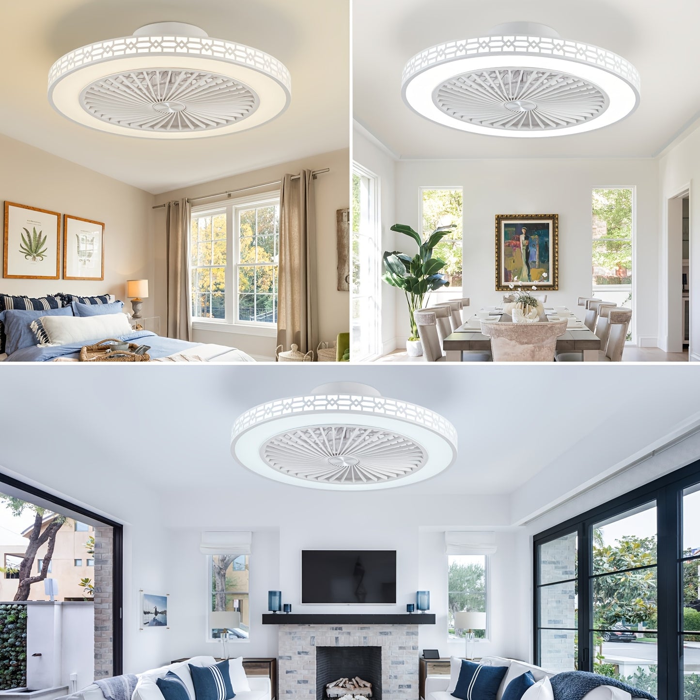 19'' Ceiling Fan with Lights Reversible low Profile Ceiling Fan LED Quiet Flush Mount Ceiling Fan Light and Remote for Bedroom Living Room