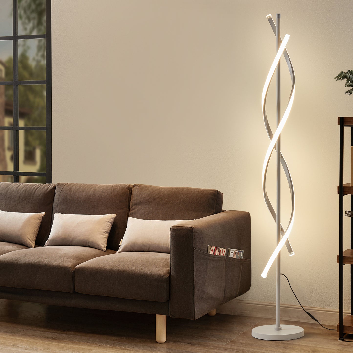 60" Led Floor Lamp with Remote Control 34W Contemporary Spiral Floor Lamps For Bedroom Living Room