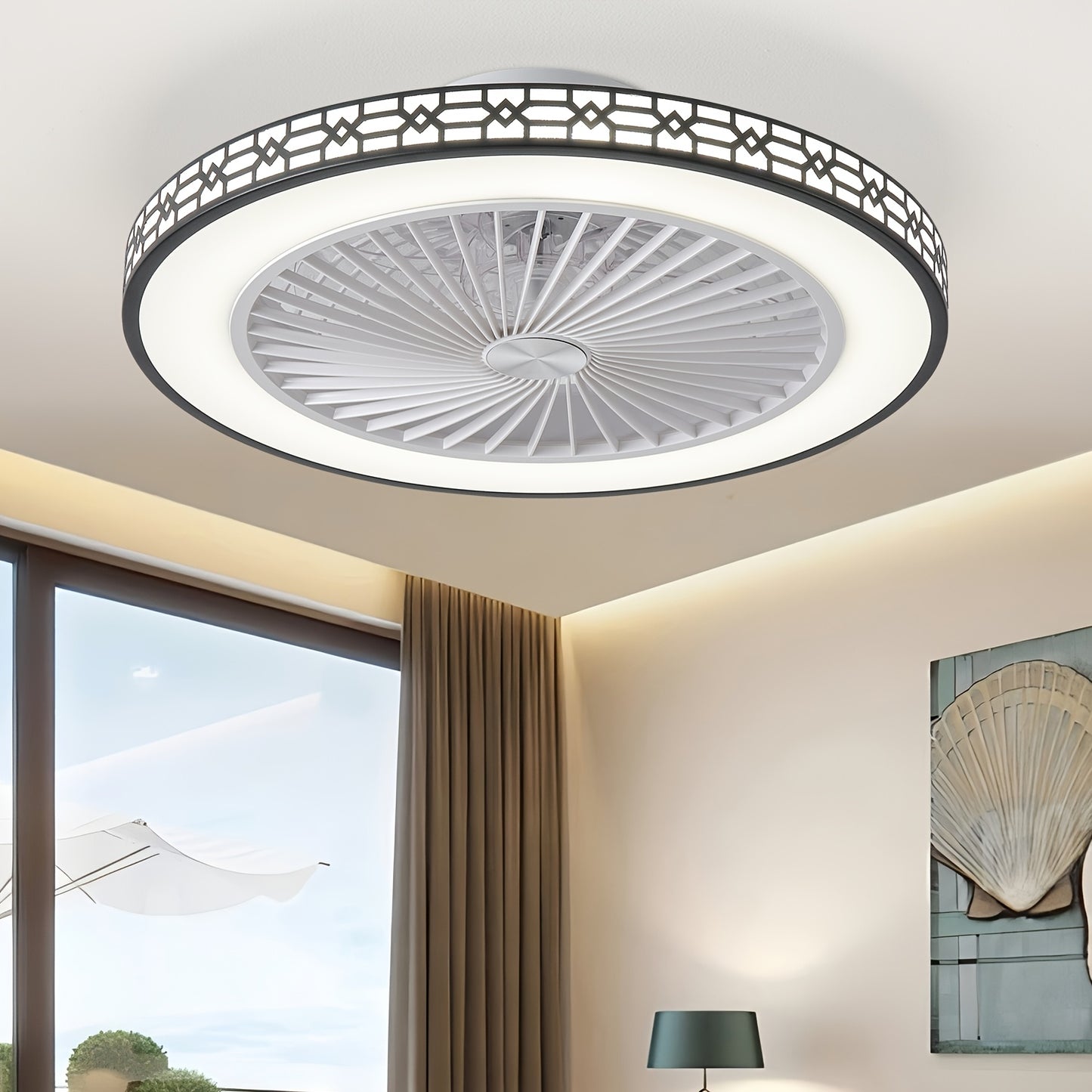 19'' Ceiling Fan with Lights Reversible low Profile Ceiling Fan LED Quiet Flush Mount Ceiling Fan Light and Remote for Bedroom Living Room