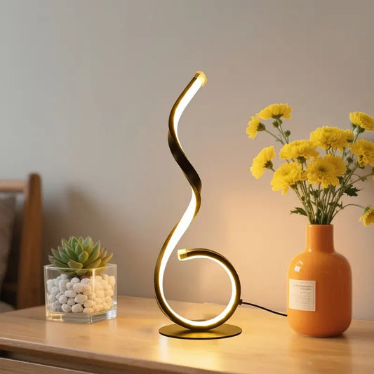 Modern Spiral Table Lamp for Bedroom, 2/1 Pcs 3 Color USB Charging Bedside Table Lamps Reading Light Table Lamp for Living Room, Study, Office Decor